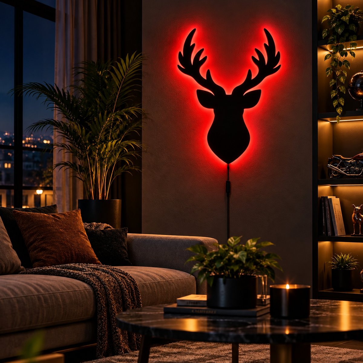 Deer Head LED Wall Lamp | Modern Wildlife Room Decor