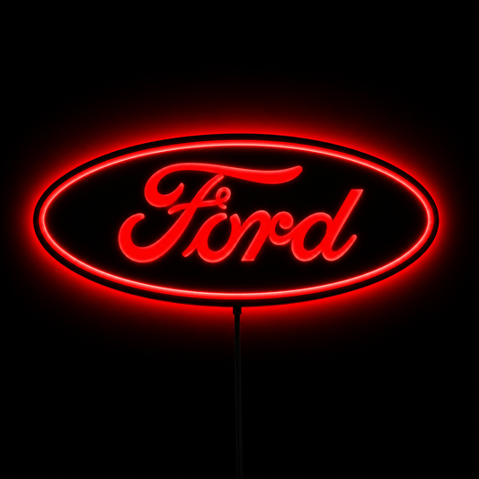 Ford LED Logo Wall Sign | Blue Illuminated Car Decor