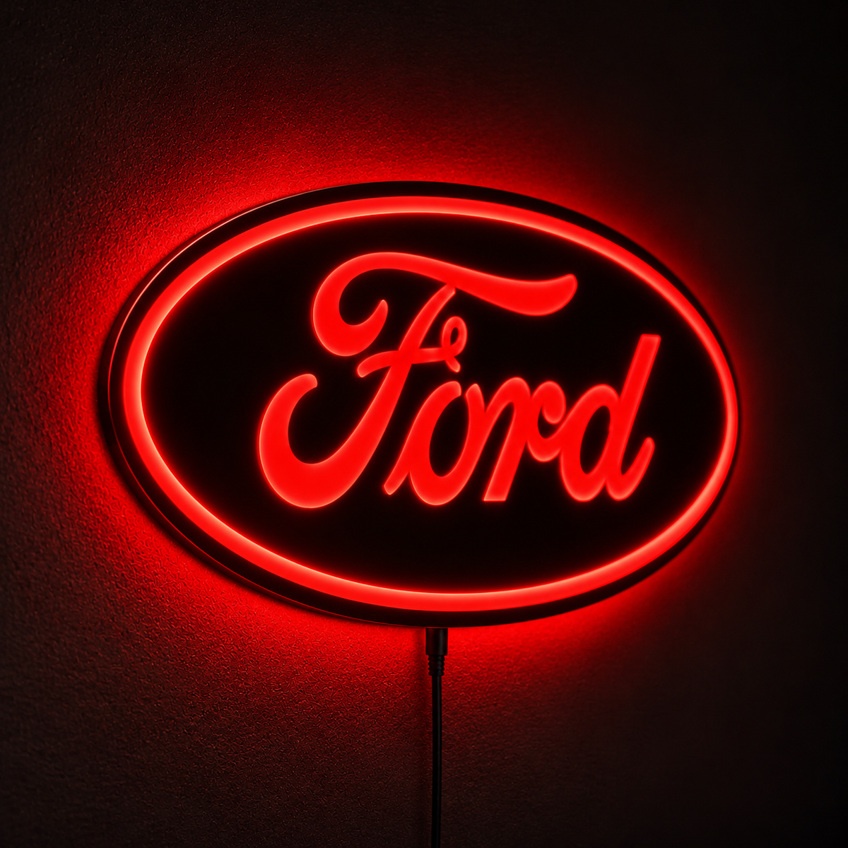 Ford LED Logo Wall Sign | Blue Illuminated Car Decor