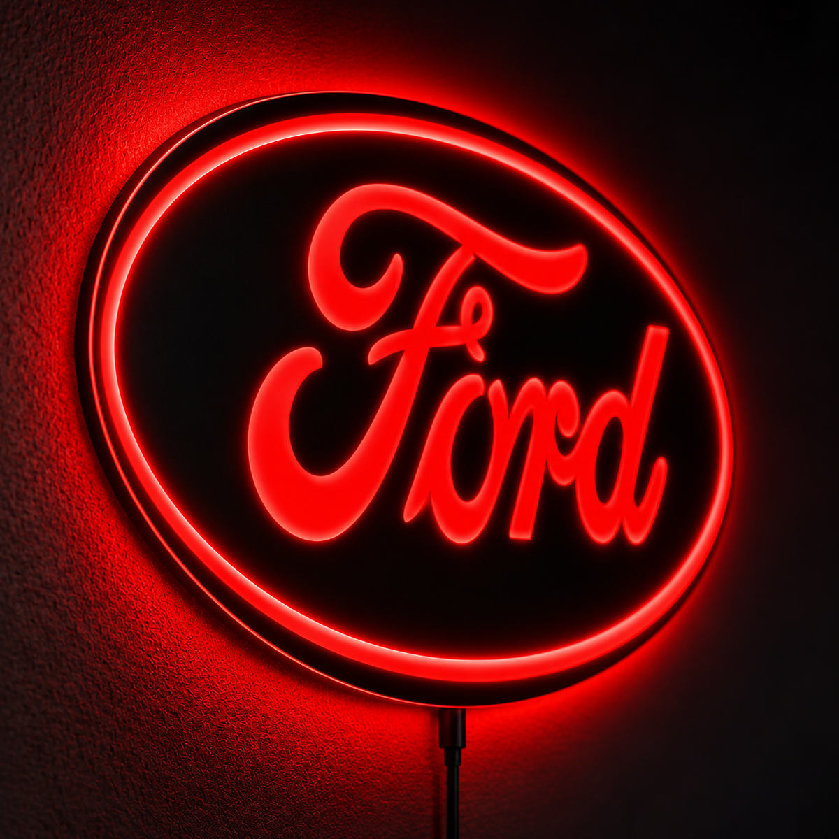 Ford LED Logo Wall Sign | Blue Illuminated Car Decor