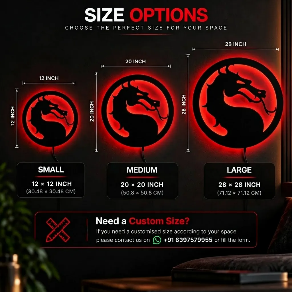 Premium Dragon LED Wall Lamp with glowing dragon silhouette wall decor