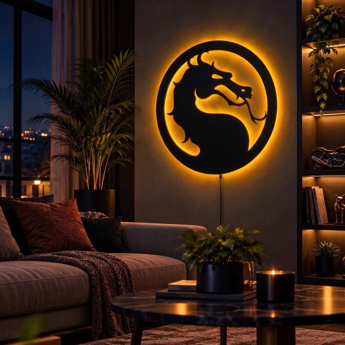 Premium Dragon LED Wall Lamp with glowing dragon silhouette wall decor
