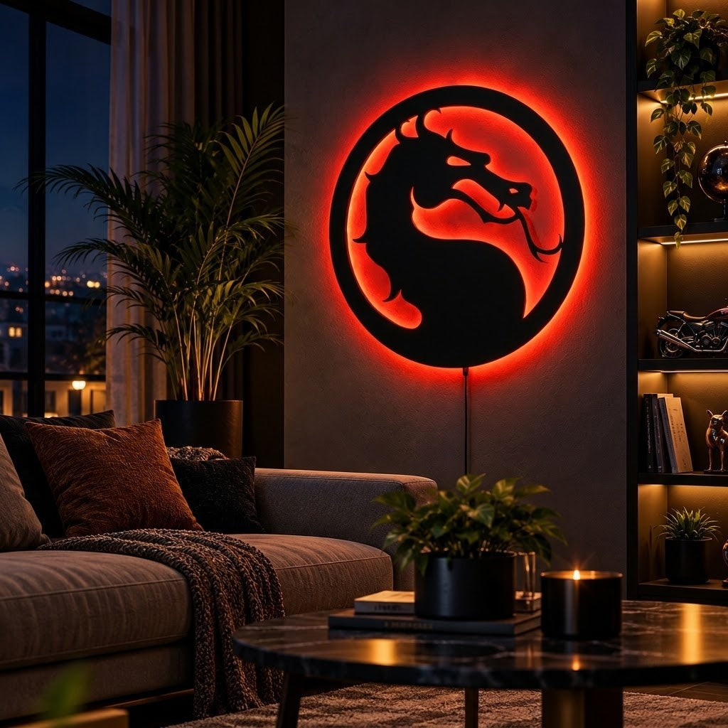 Premium Dragon LED Wall Lamp with glowing dragon silhouette wall decor