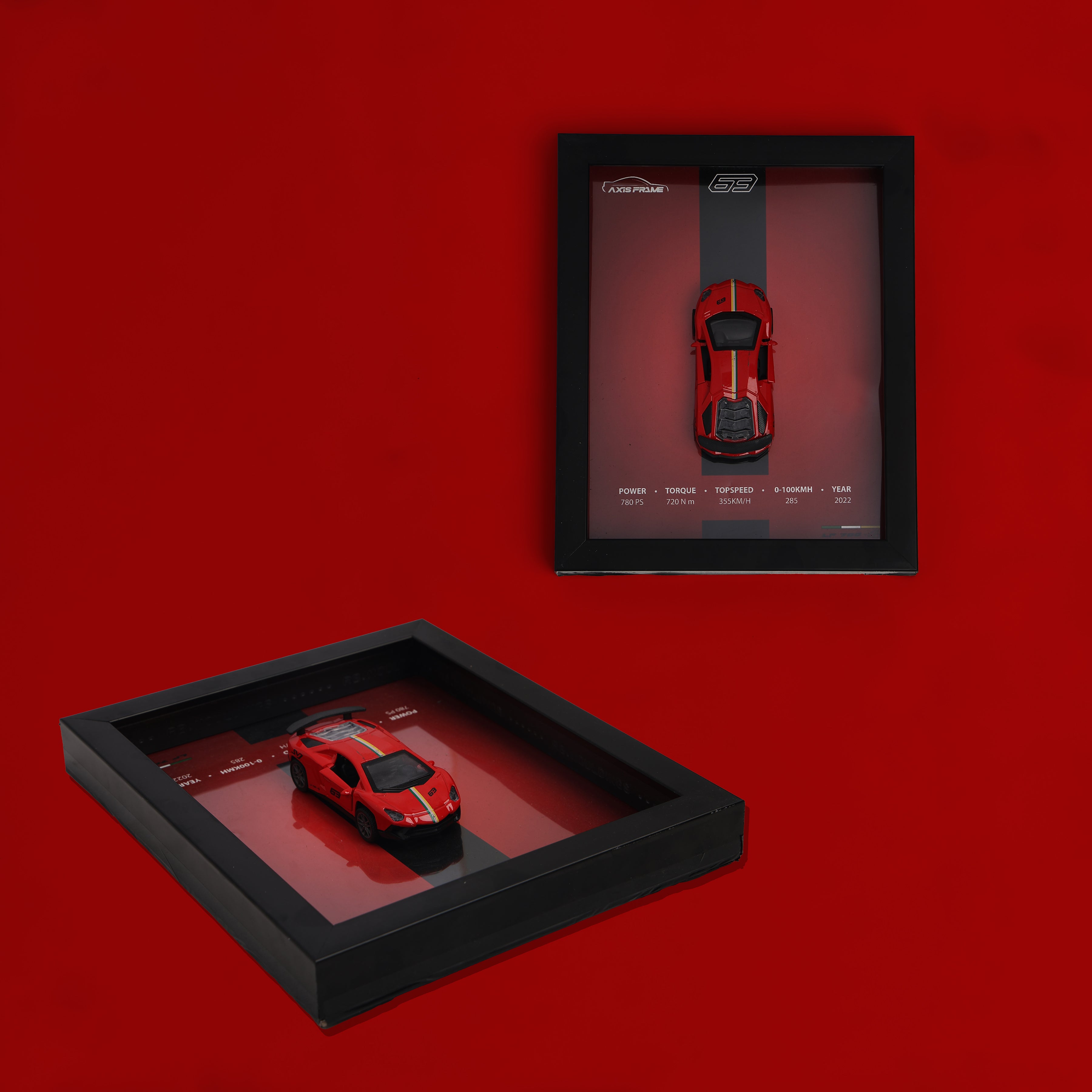 Lamborghini 63 3D Car Frame with 1:32 Lamborghini Diecast Car Wall Art