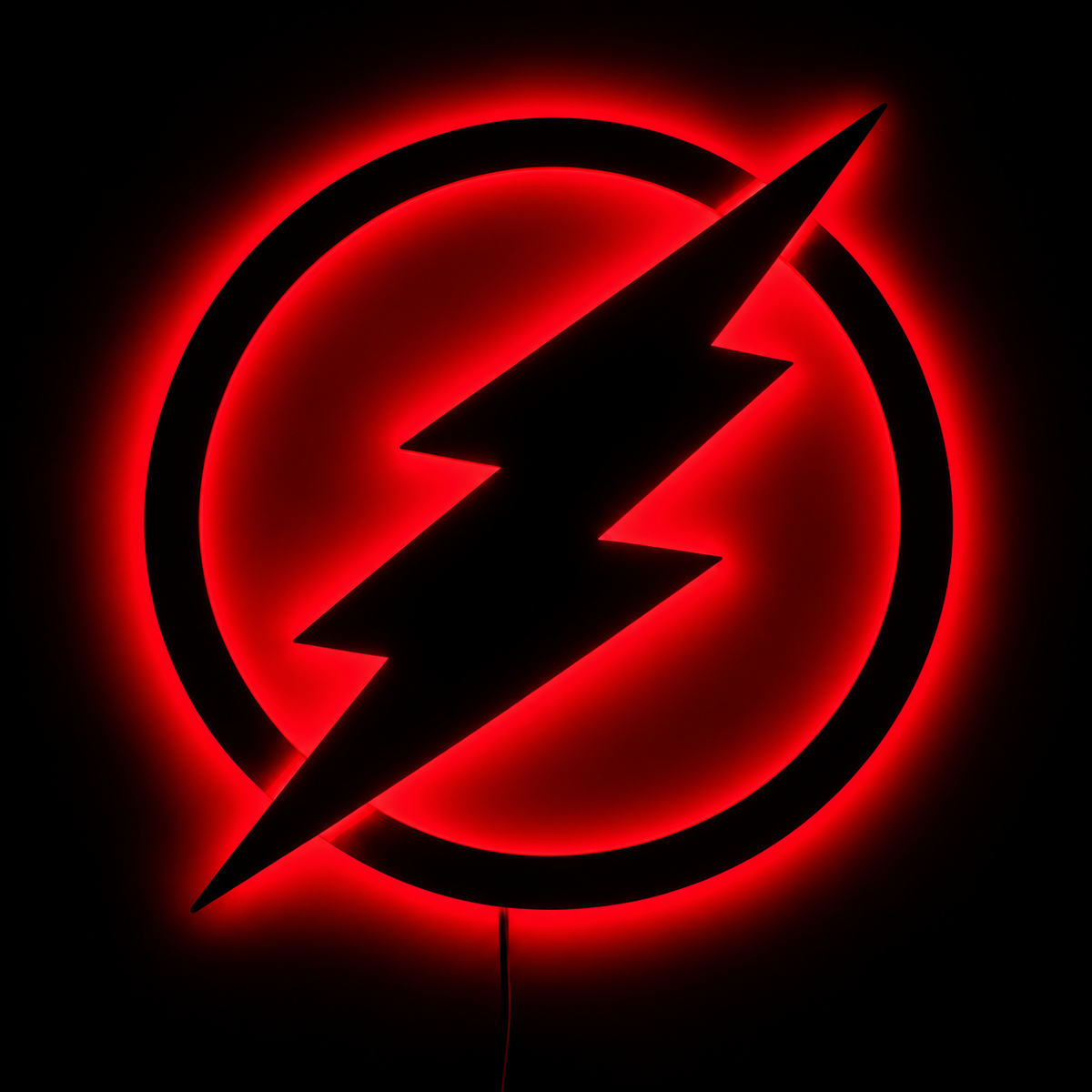 Premium Flash LED wall lamp with black lightning bolt and red yellow glowing light