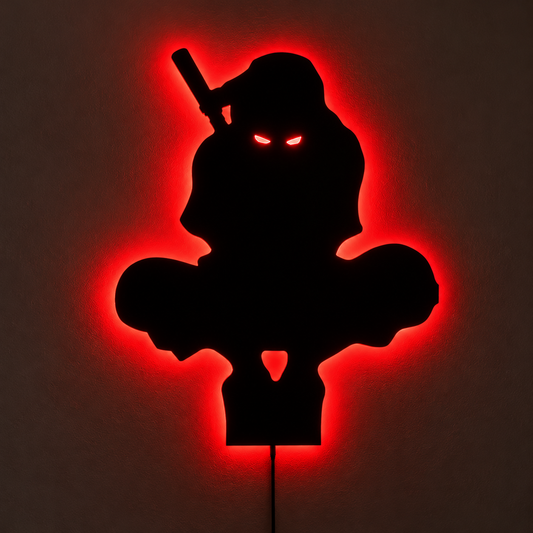 Premium Ninja LED Wall Lamp with black ninja silhouette and warm white ambient backlighting
