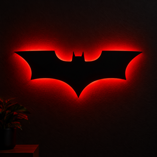 Premium Batman LED wall lamp with black emblem and red glowing light