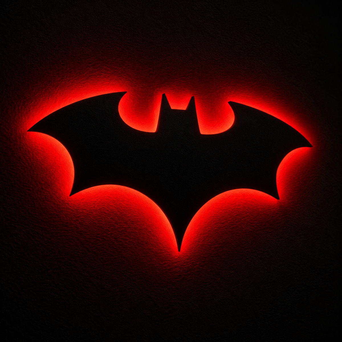 Premium Batman LED wall lamp with black emblem and red glowing light
