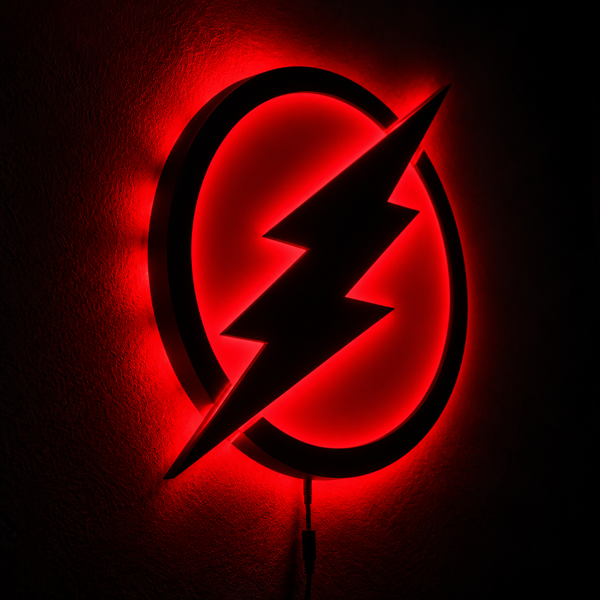 Premium Flash LED wall lamp with black lightning bolt and red yellow glowing light