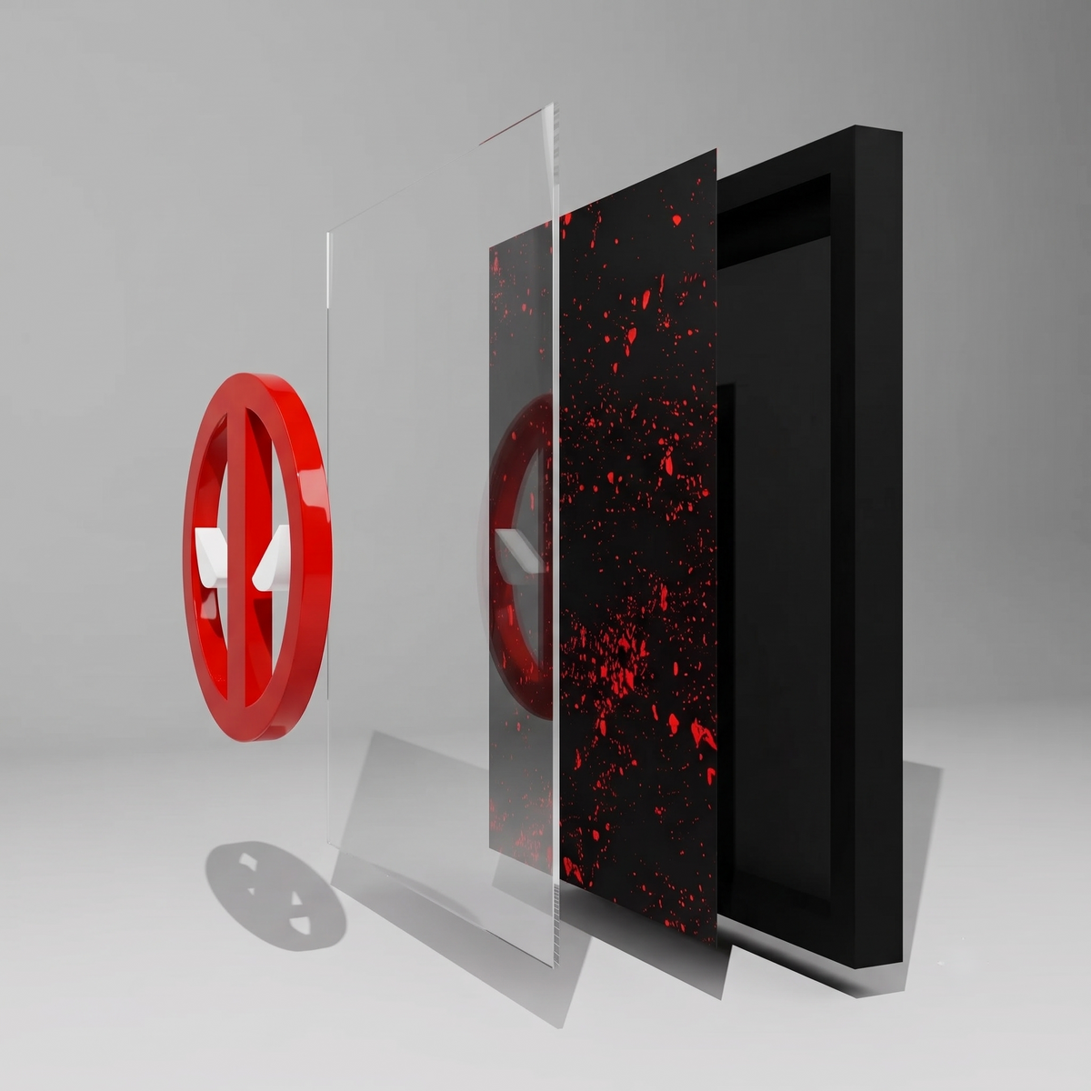 Deadpool 3D wall frame red and black superhero wall decor