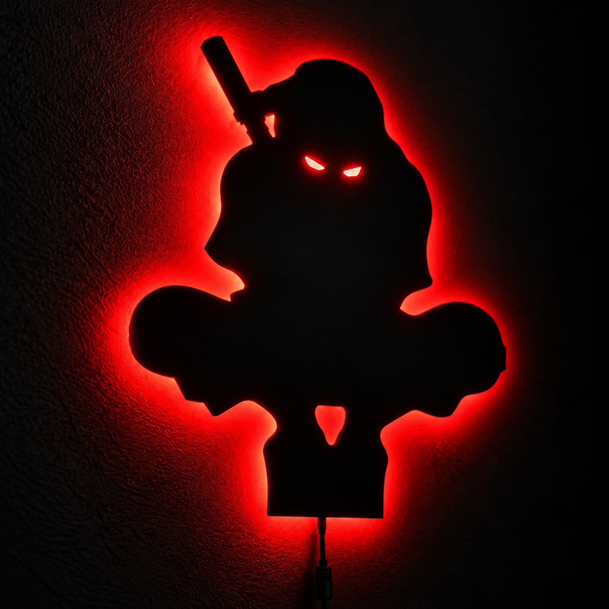 Premium Ninja LED Wall Lamp with black ninja silhouette and warm white ambient backlighting
