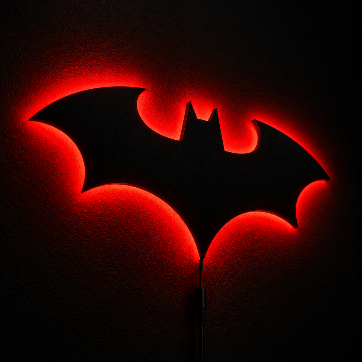 Premium Batman LED wall lamp with black emblem and red glowing light