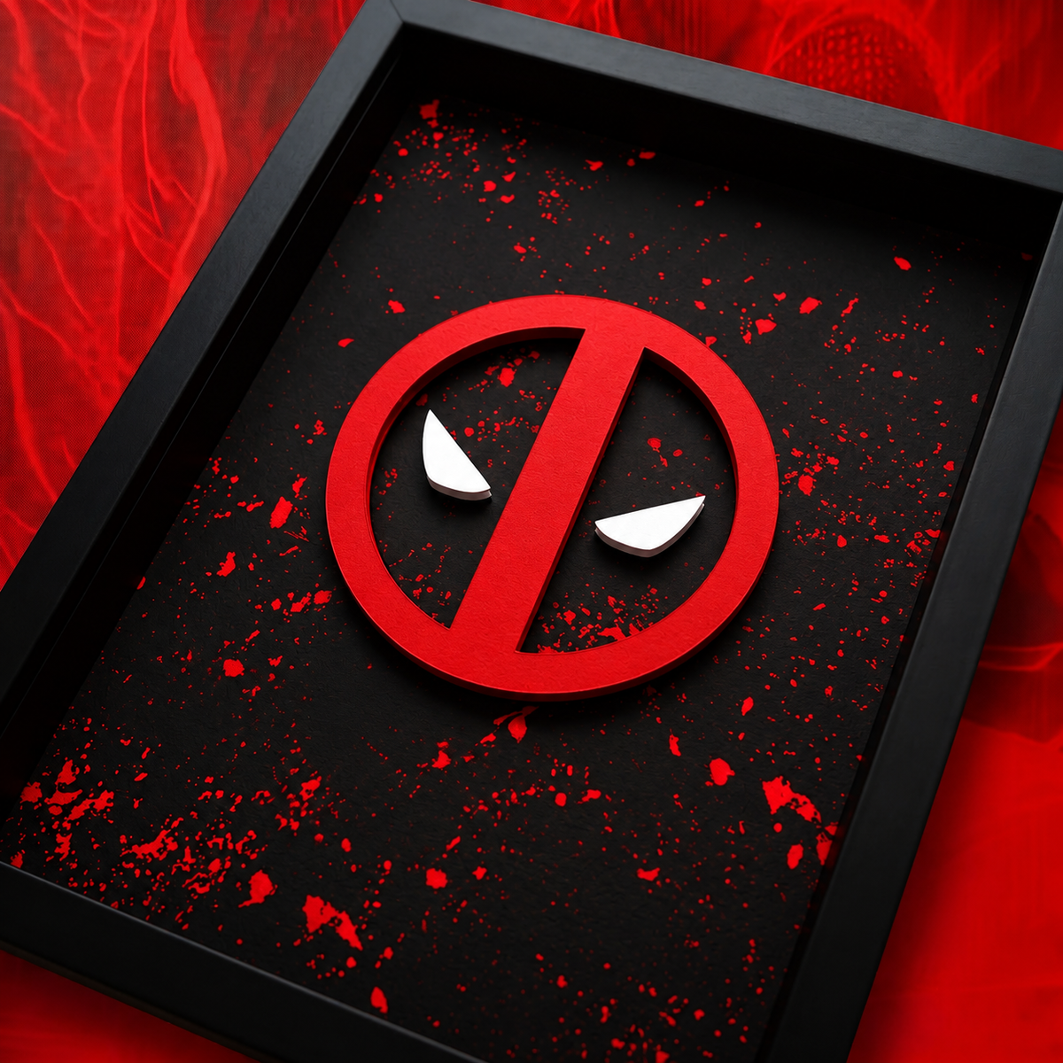 Deadpool 3D wall frame red and black superhero wall decor