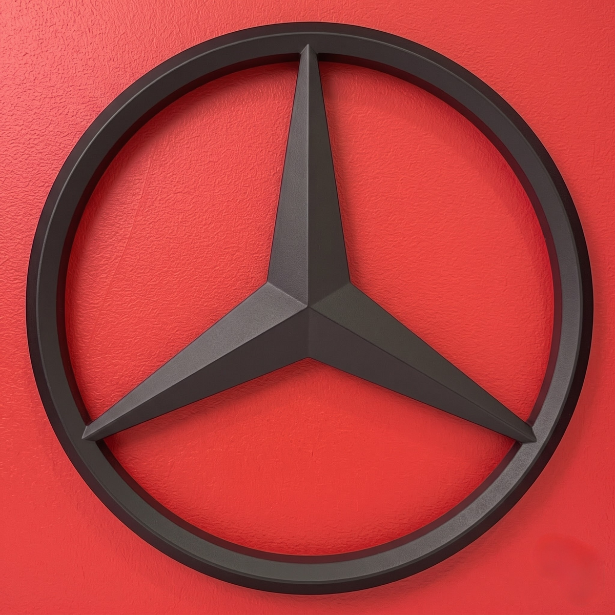 Premium Mercedes AMG 3D frame with black Mercedes logo on red background