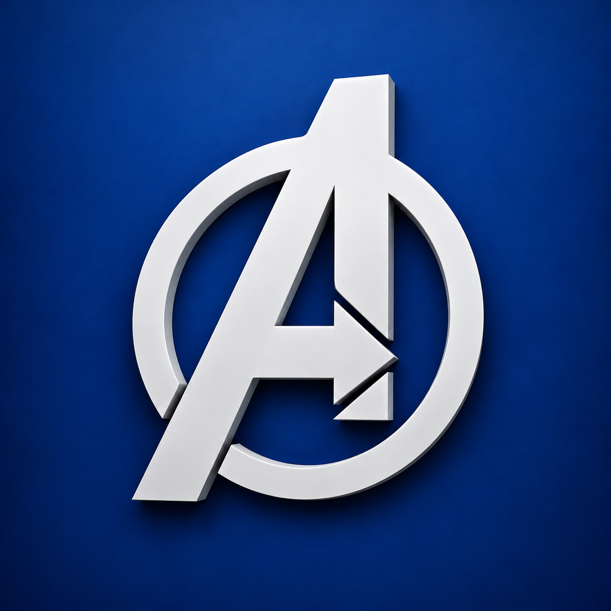 Premium Avengers 3D wall frame with silver Avengers emblem on deep blue background and black shadow box frame