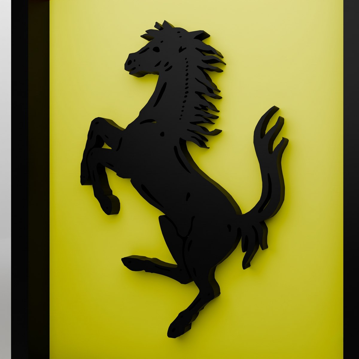 Premium Ferrari  3D wall frame with Ferrari emblem, red sports car and black shadow box frame