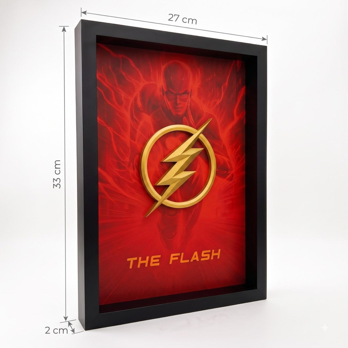 The Flash 3D wall art frame with red and gold superhero design