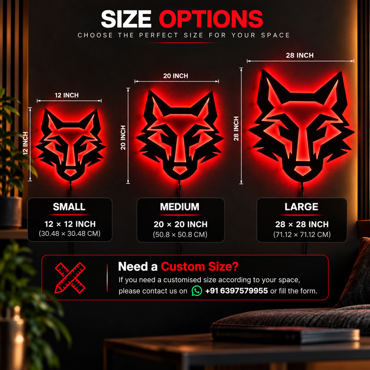 Wolf face LED wall lamp with vibrant pink and blue backlighting for gaming room and bedroom decor
