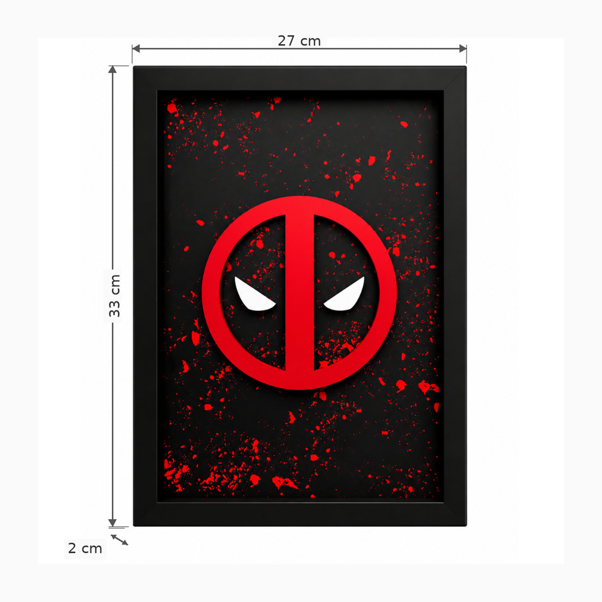 Deadpool 3D wall frame red and black superhero wall decor