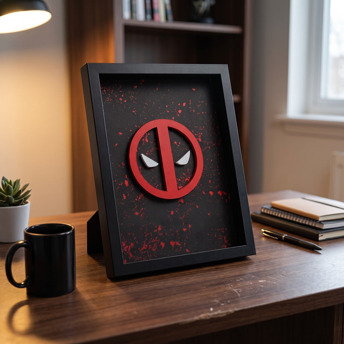 Deadpool 3D wall frame red and black superhero wall decor