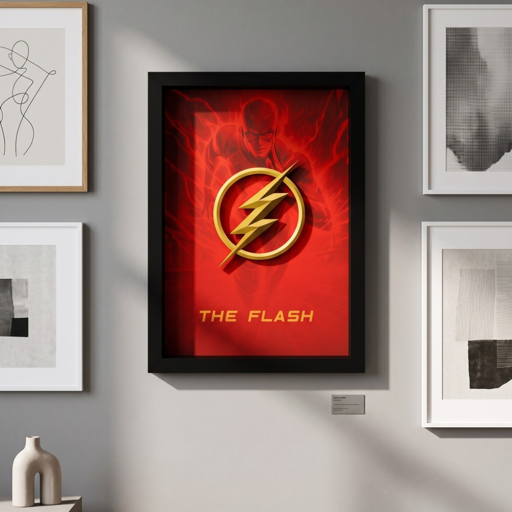 3D Wall Art Frame | The Flash Red & Gold Superhero Wall Decor