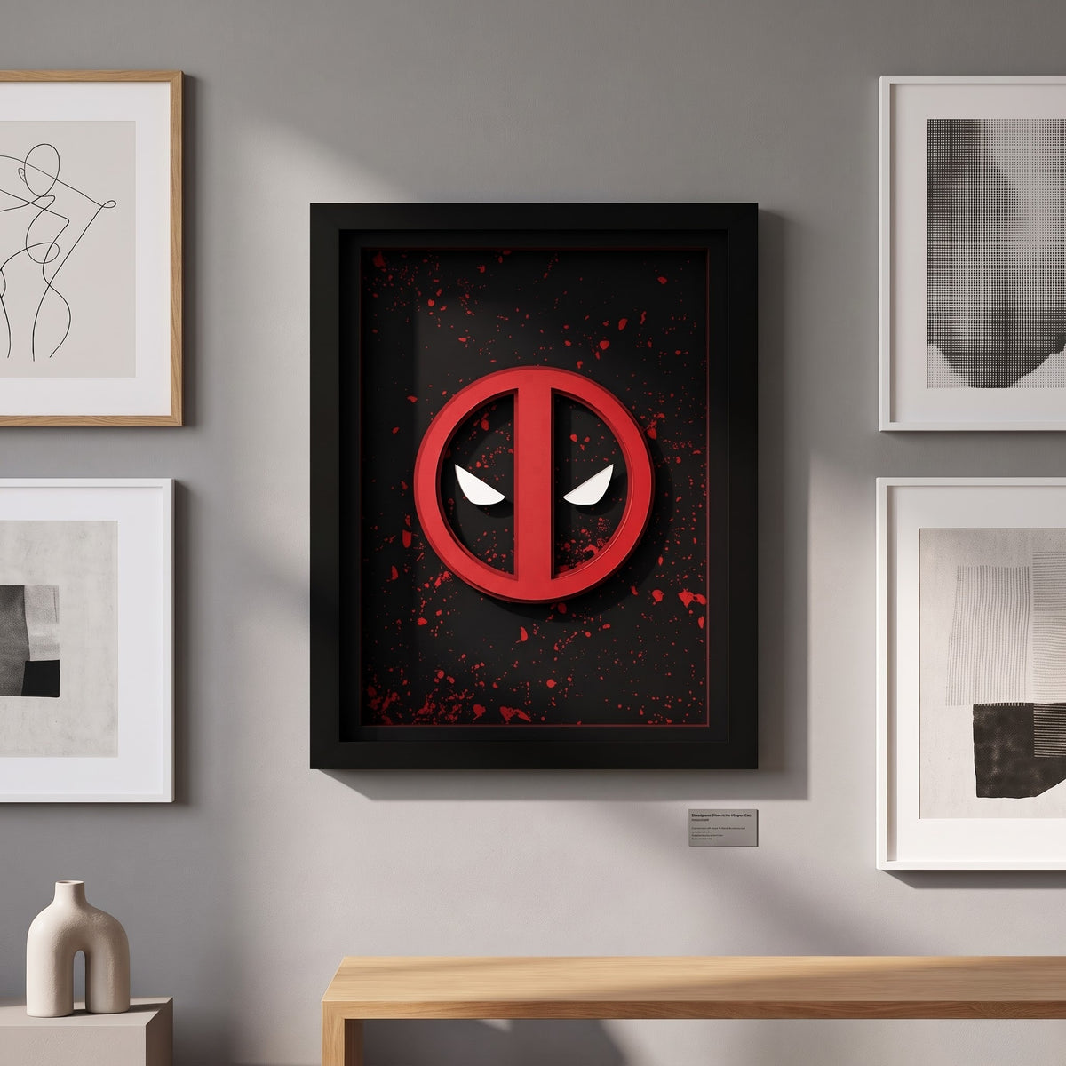 Deadpool 3D wall frame red and black superhero wall decor