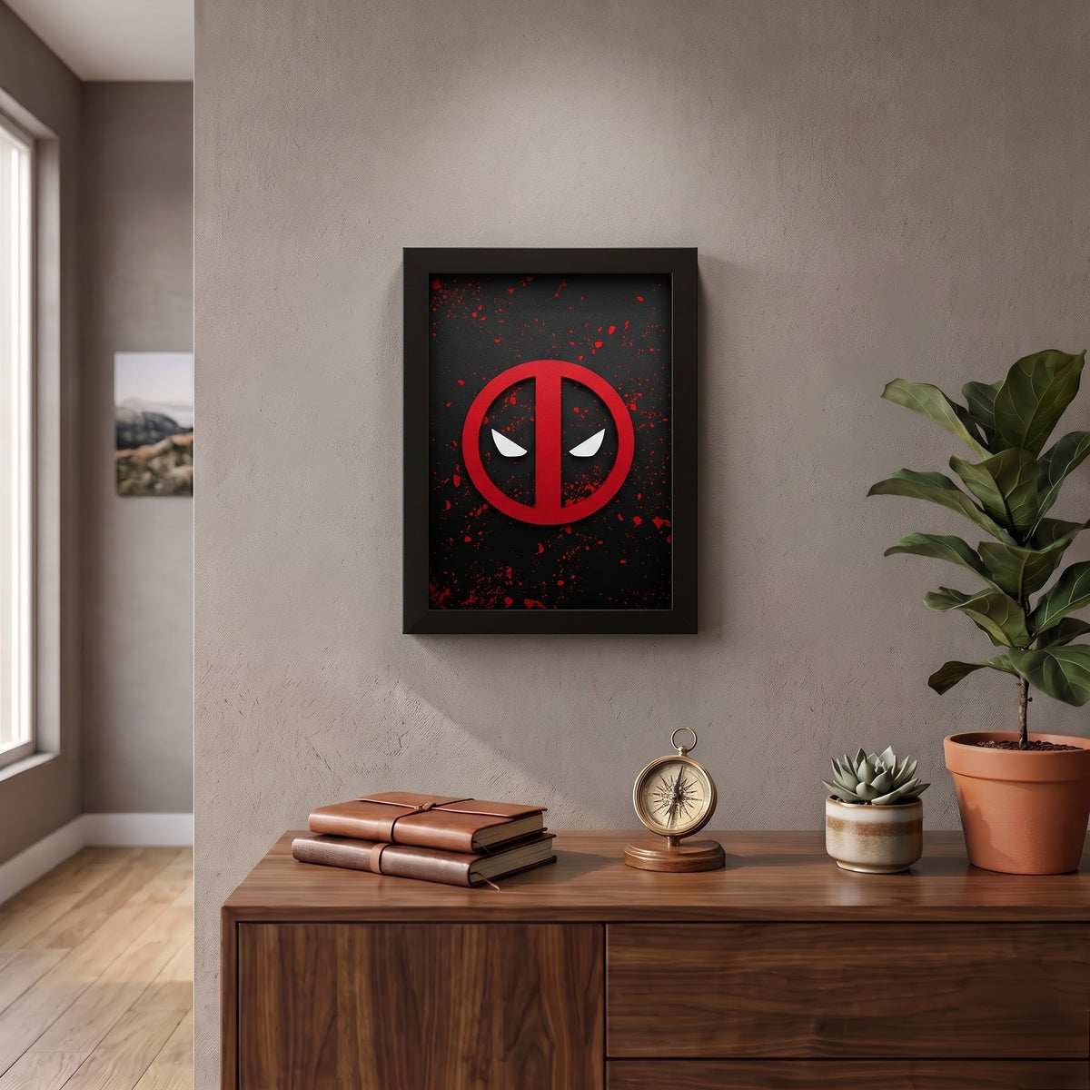 Deadpool 3D wall frame red and black superhero wall decor