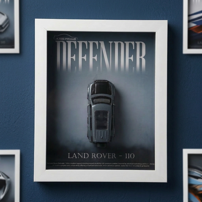 Defender car frame wall decor with detailed Land Rover 110 diecast car