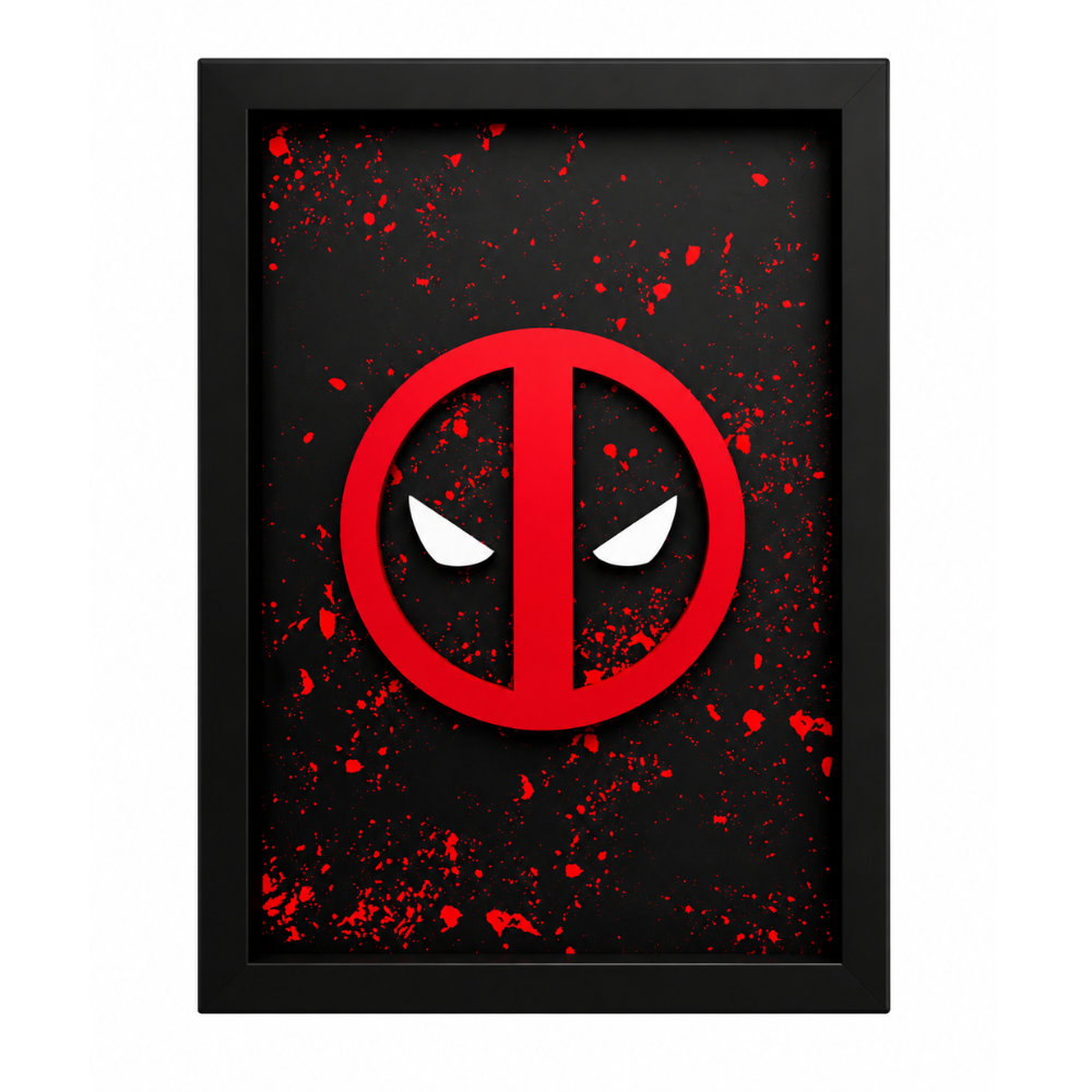 Deadpool 3D wall frame red and black superhero wall decor