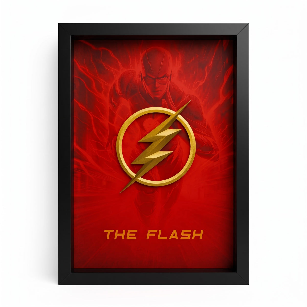 The Flash 3D wall art frame with red and gold superhero design