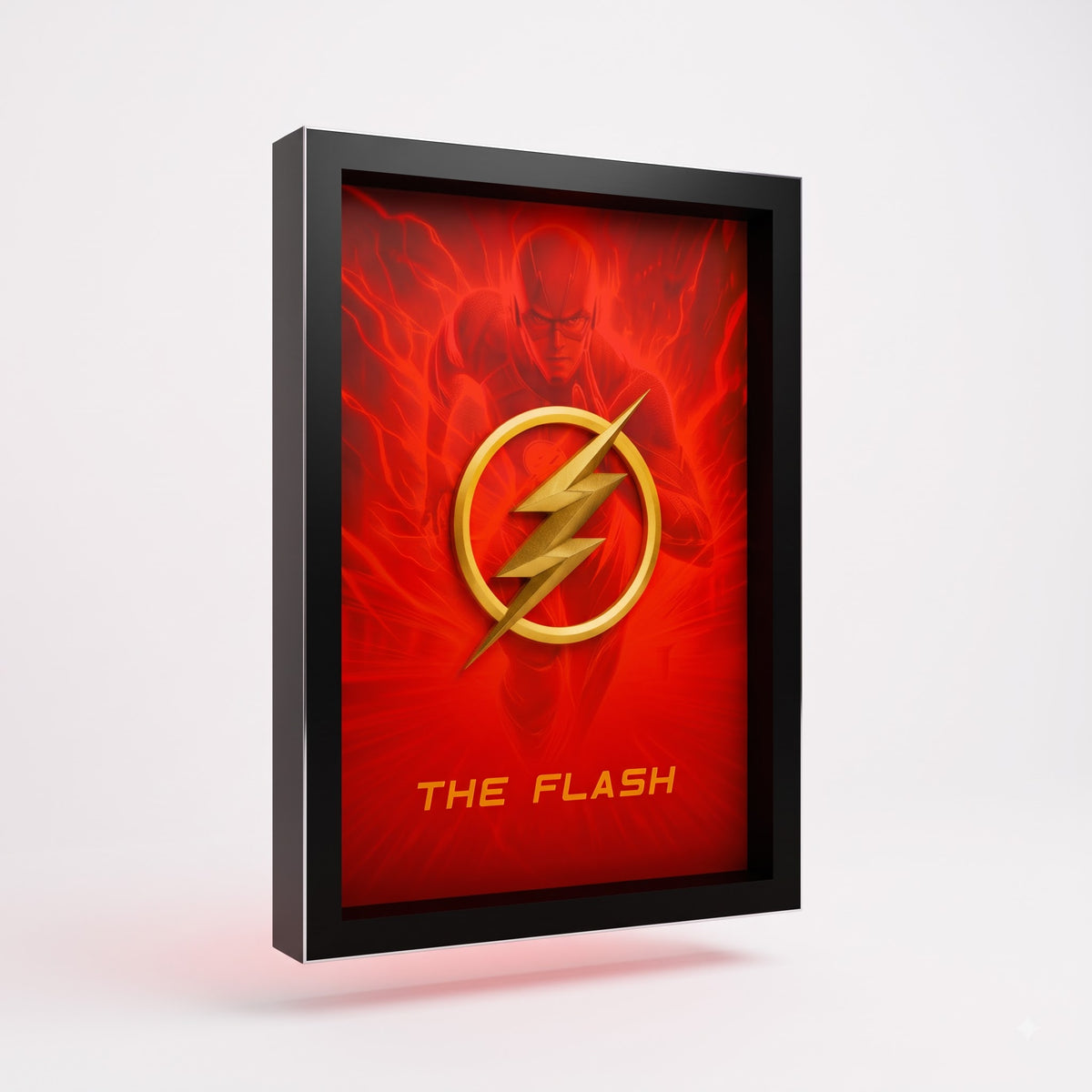 The Flash 3D wall art frame with red and gold superhero design