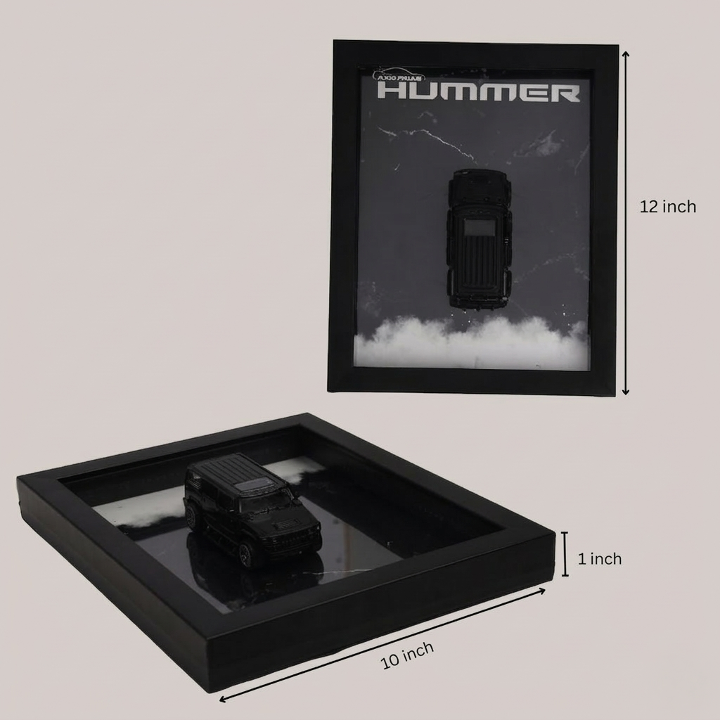 Hummer diecast car frame display with detailed 3D car frame design