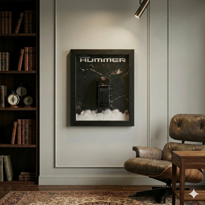 Hummer car frame wall decor with realistic diecast car display