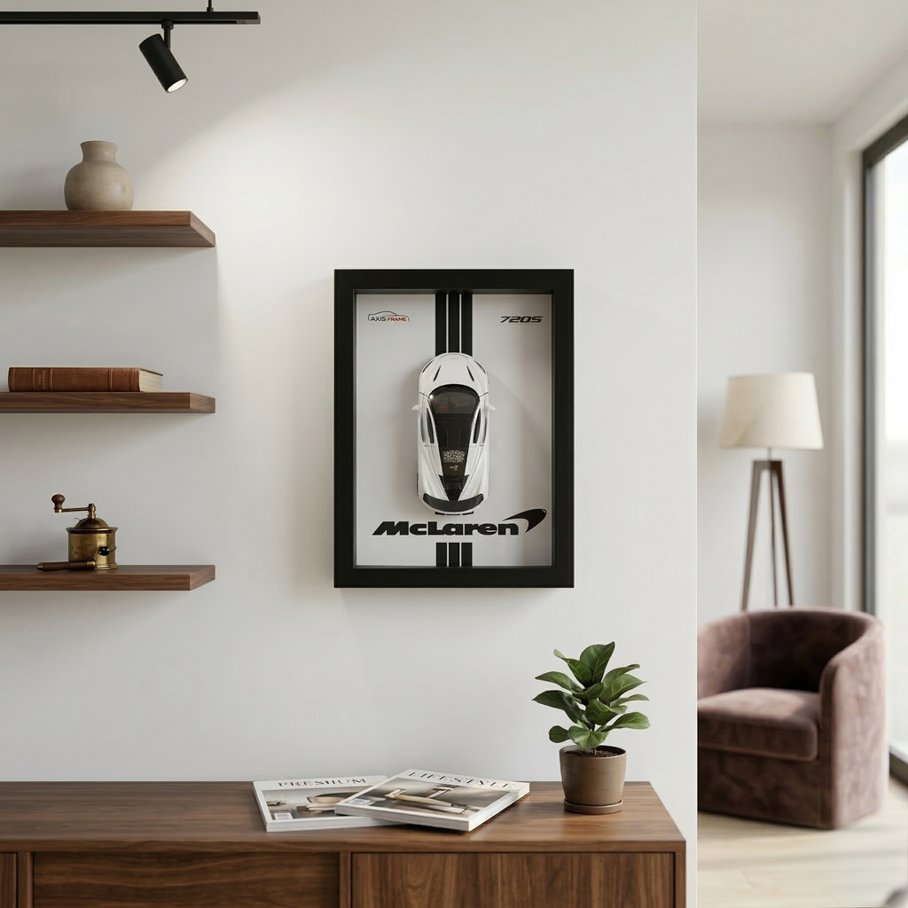 McLaren 720S 3D Car Frame with McLaren 720S Diecast Car – Premium McLaren Car Frame Wall Decor
