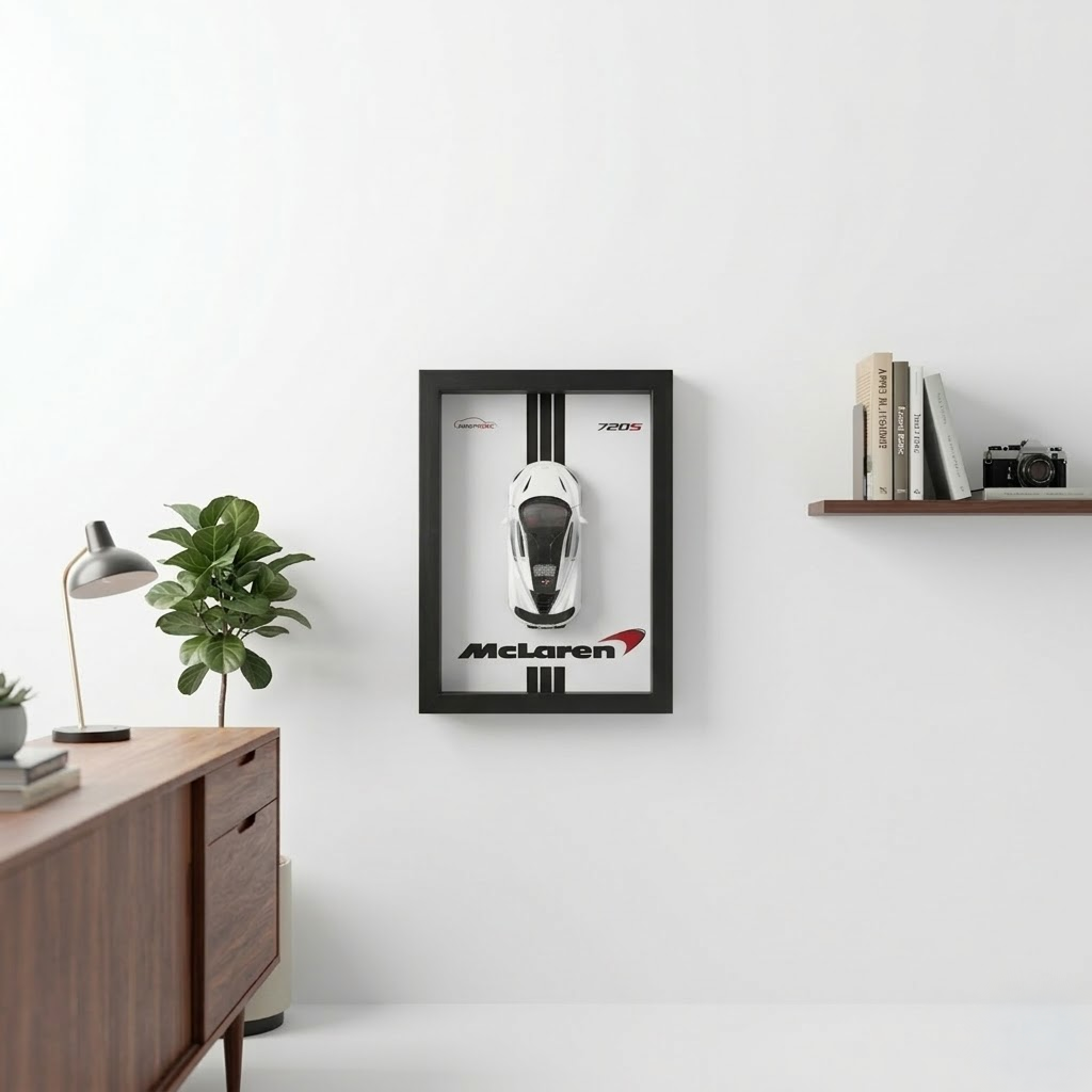 McLaren 720S 3D Car Frame with McLaren 720S Diecast Car – Premium McLaren Car Frame Wall Decor