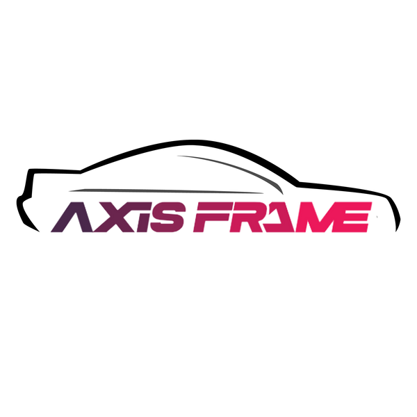 Logo of Axis Frame with a car silhouette on a white background