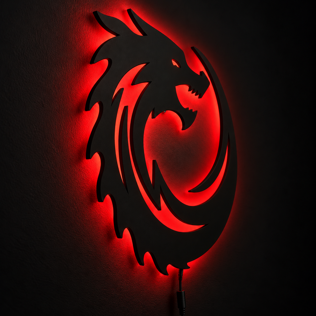 Premium Dragon LED Wall Lamp with glowing red dragon silhouette wall decor