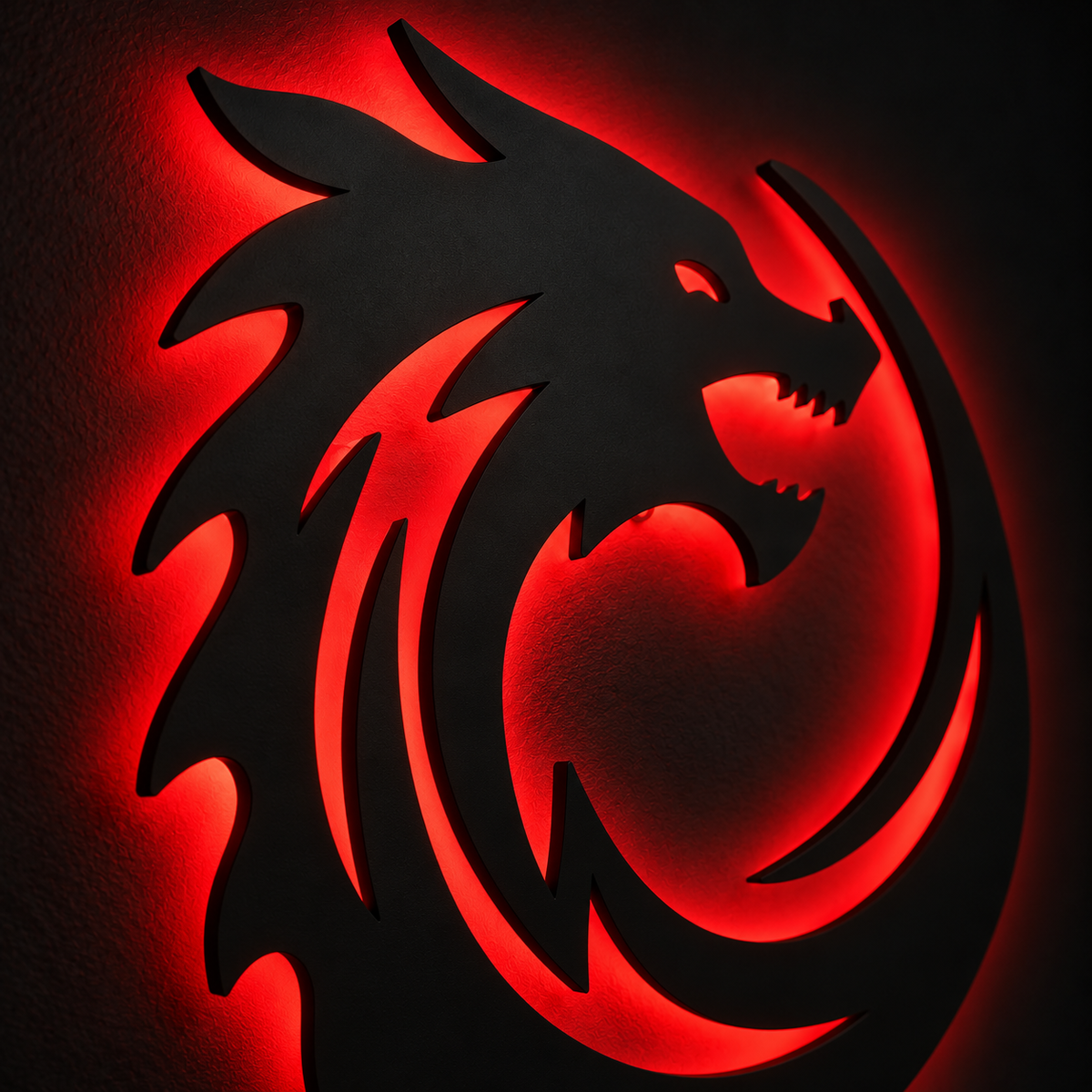 Premium Dragon LED Wall Lamp with glowing red dragon silhouette wall decor