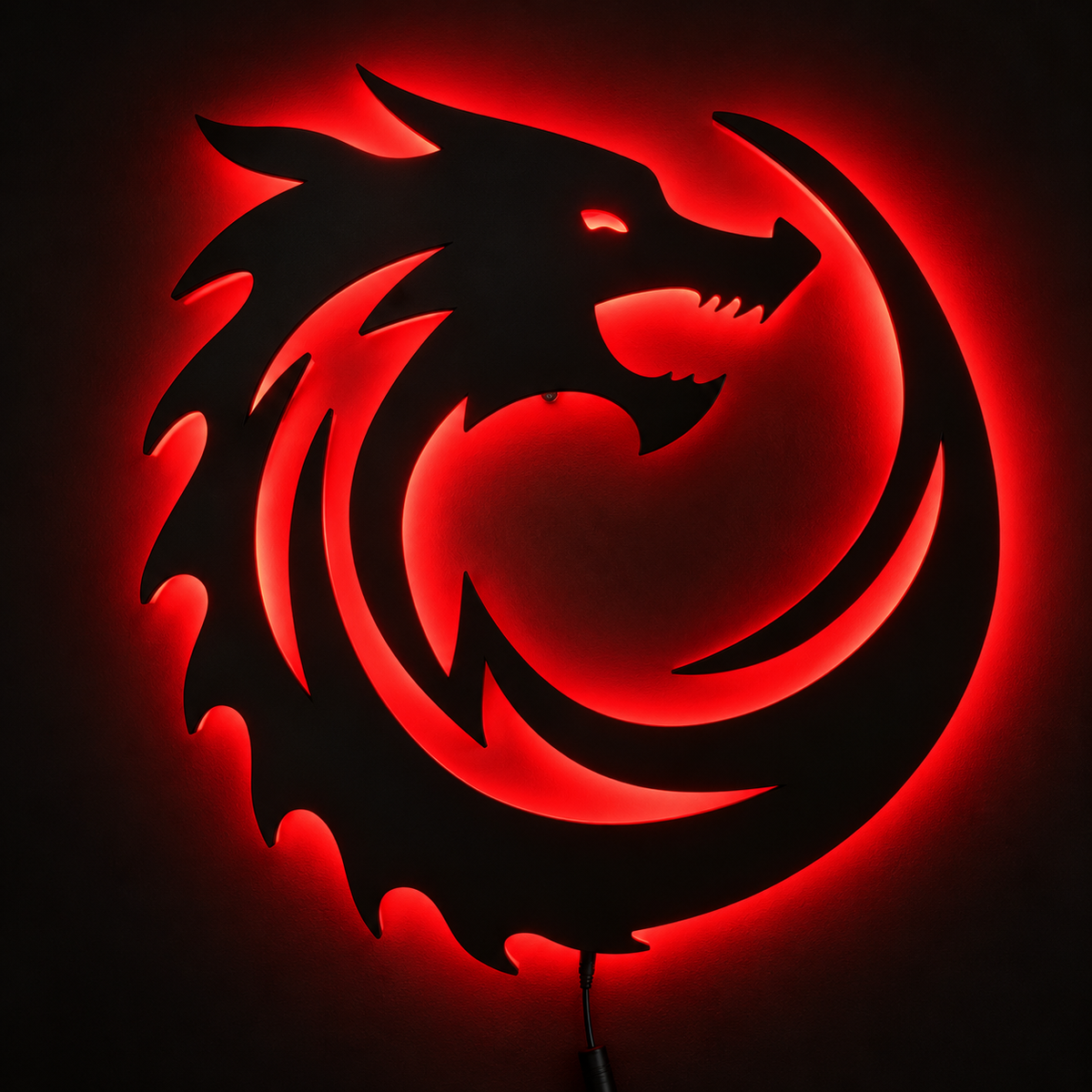 Premium Dragon LED Wall Lamp with glowing red dragon silhouette wall decor