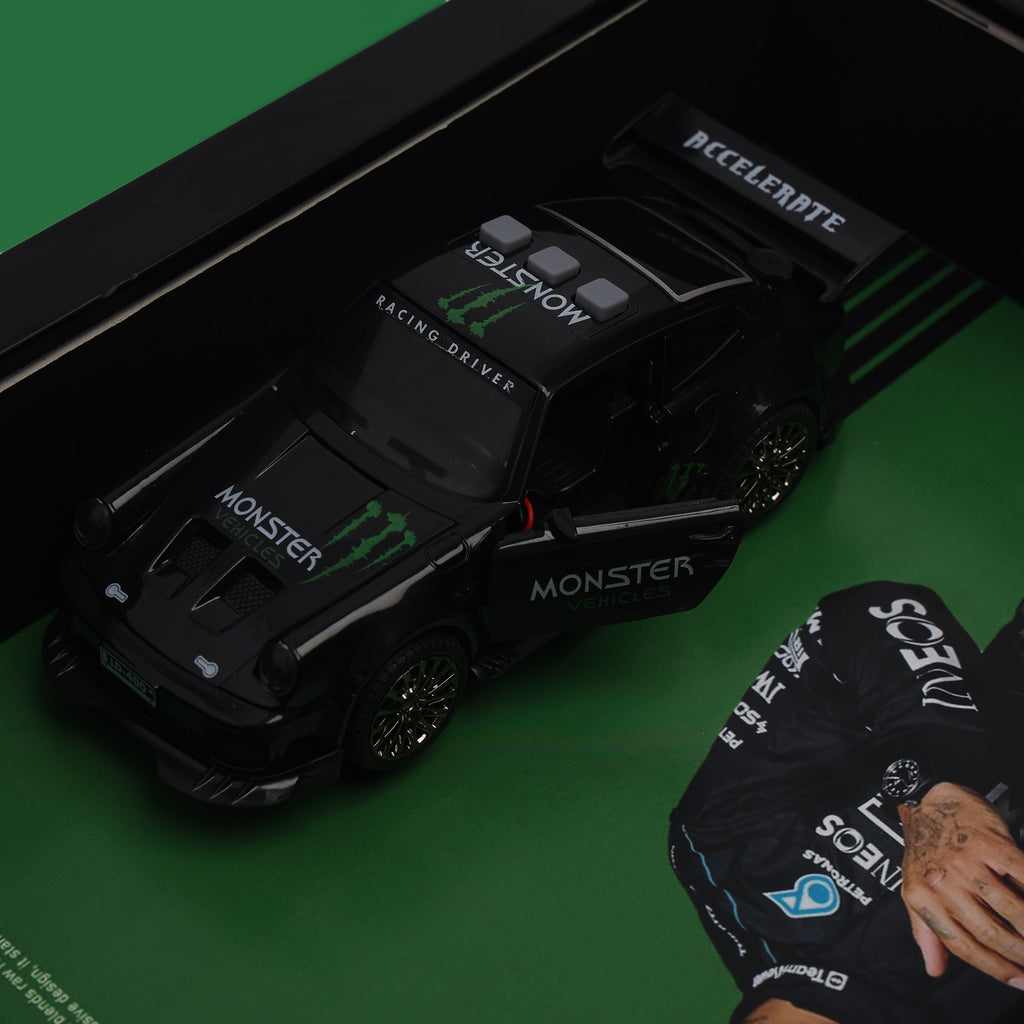 Porsche 911 GT2 RS Monster 3D Car Frame with 1:32 Porsche 911 Diecast Car – Premium Porsche 911 Wall Decor